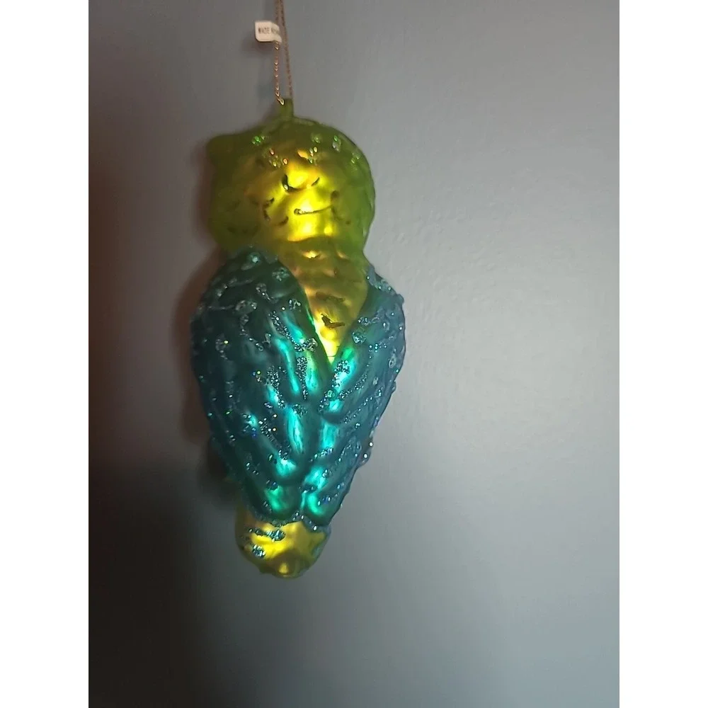 Lot 4 Blown Glass Bird Christmas‎ Ornaments Sparkly Glitter Parrot Owl Cardinal